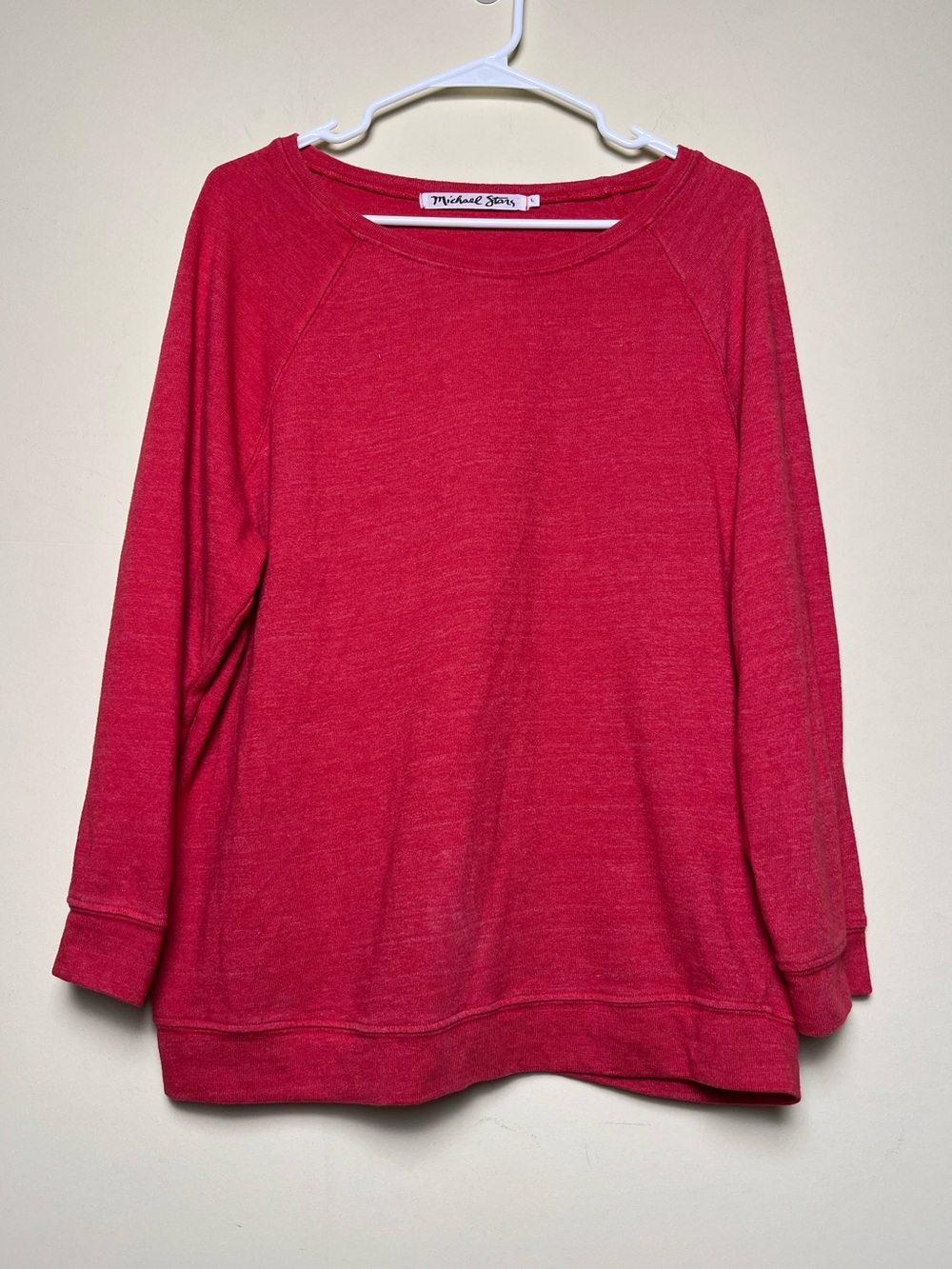 Michael Stars Women's Red Boatneck Sweatshirt Long Sleeve Pullover Top Size L